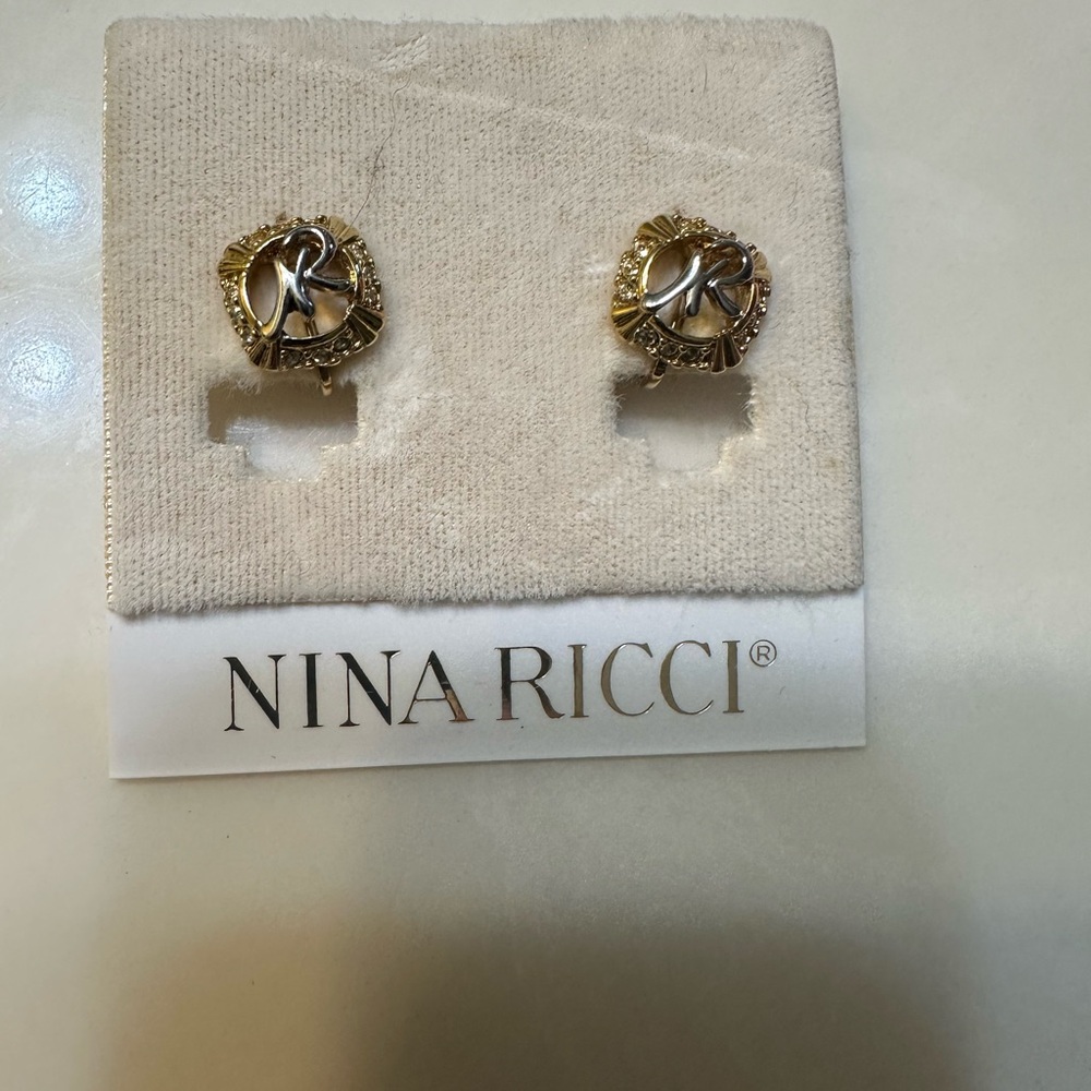 Nina Ricci Gold and Silver Accent Earrings